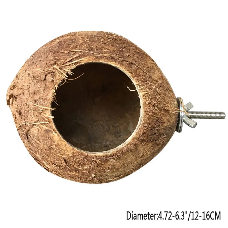 Coconut Shell Pet Squirrel Toy Hamster Squirrel Breeding Nest Crafts Delicate Bird House Pendant for Yard Garden